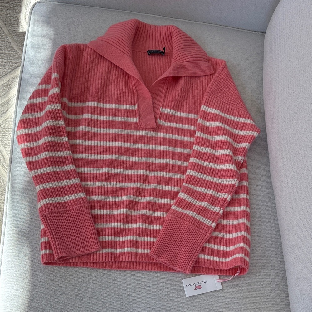 Vineyard Vines WOMEN'S STRIPED RIB-KNIT CASHMERE SWEATER IN CAYMAN Women Small
